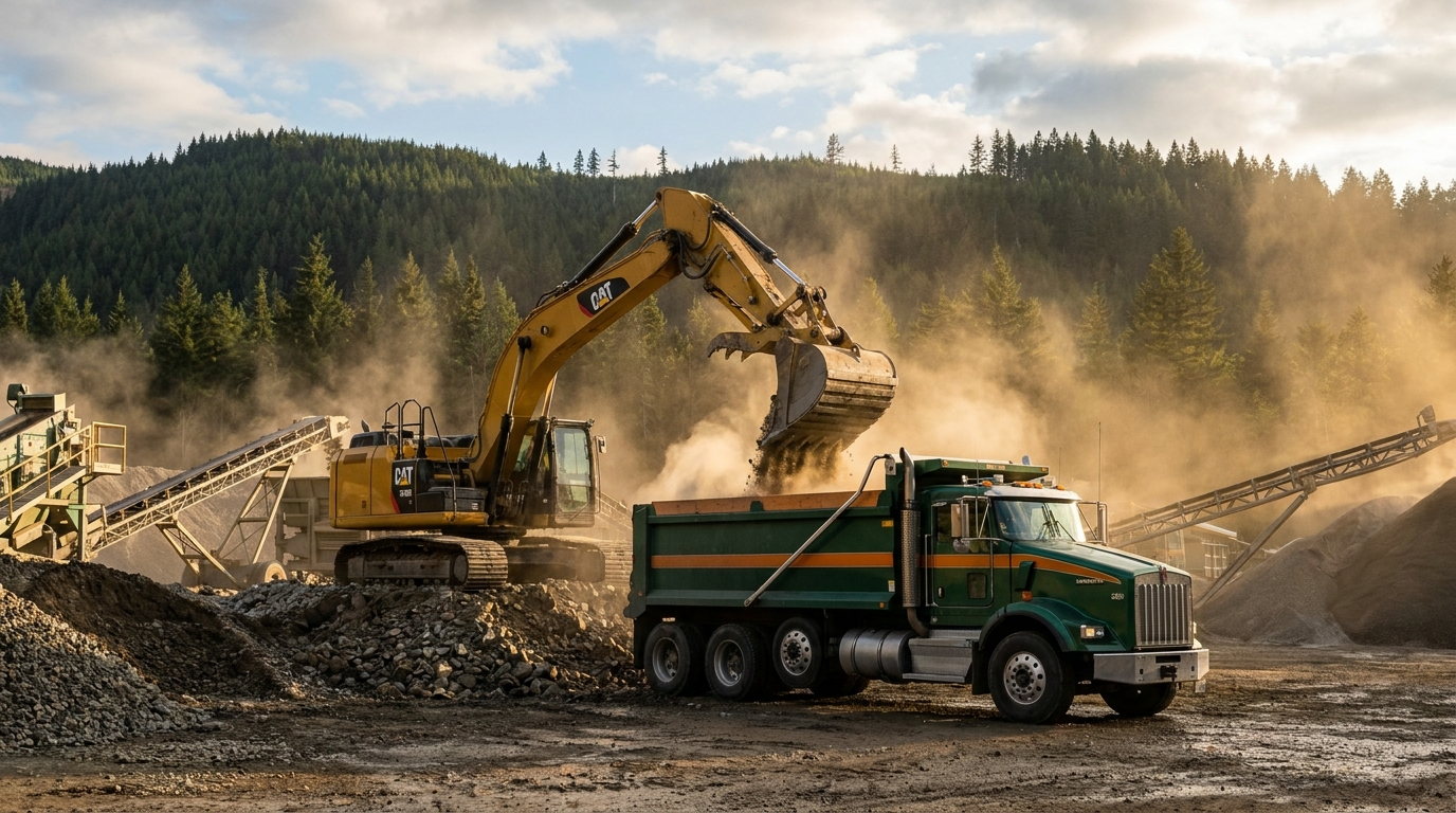 Loading crushed rock at the quarry